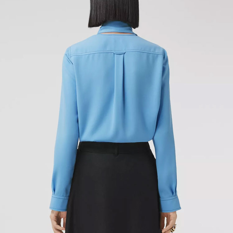 (Women) Burberry FW21  Soft Cornflower Blue Stitch Detail Long Sleeve Shirt. 80472511 圖 4