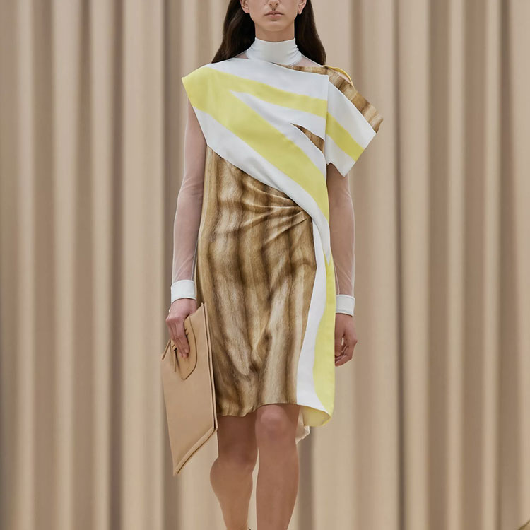 (Women) Burberry FW21 Asymmetric Yellow Dress Fashion. 80467371 圖 4