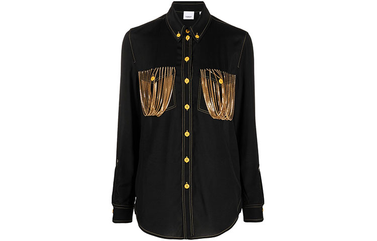 (Women) Burberry FW21 Black Long Sleeve Shirt with Chain Pocket Detail. 80469451 圖 2
