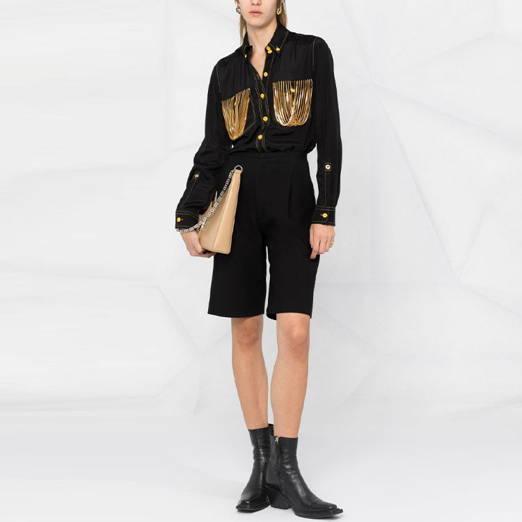 (Women) Burberry FW21 Black Long Sleeve Shirt with Chain Pocket Detail. 80469451 圖 3