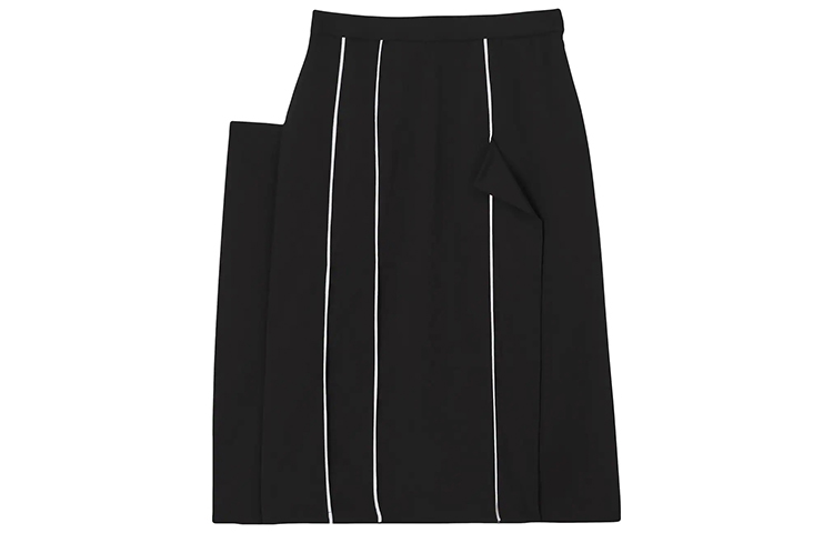(Women) Burberry FW21 Black Midi Skirt with Piped Detailing. 45617011