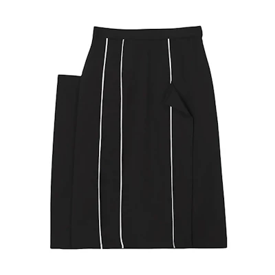 (Women) Burberry FW21 Black Midi Skirt with Piped Detailing. 45617011