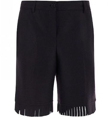 (W) Burberry FW21 Celana Pendek Wol Hitam dengan Rumbai. 80469131 Order (W) Burberry FW21 Celana Pendek Wol Hitam dengan Rumbai. 80469131