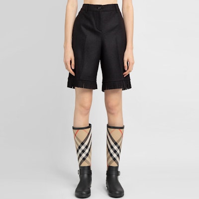 (W) Burberry FW21 Celana Pendek Wol Hitam dengan Rumbai. 80469131 Purchase (W) Burberry FW21 Celana Pendek Wol Hitam dengan Rumbai. 80469131