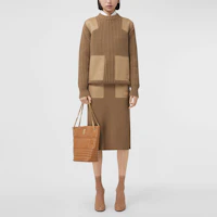 Shop (W) Burberry FW21 駝色拼接圓領毛衣 80447551