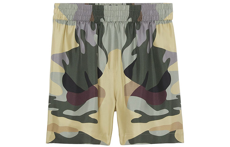 (Women) Burberry FW21 Camouflage Print Straight Shorts Green. 80433451