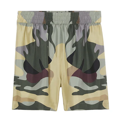 (Women) Burberry FW21 Camouflage Print Straight Shorts Green. 80433451