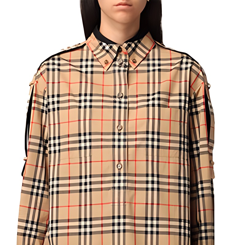 (Women) Burberry FW21 Checkered Loose-Fit Cotton Long-Sleeve Shirt Women Archive Beige. 80451351 圖 6