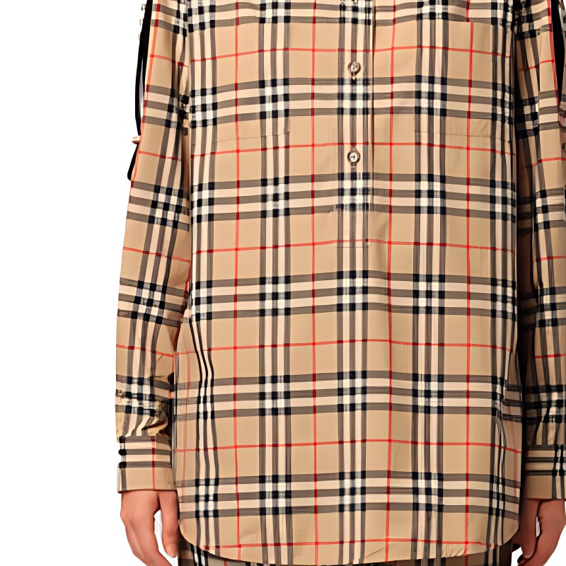 (Women) Burberry FW21 Checkered Loose-Fit Cotton Long-Sleeve Shirt Women Archive Beige. 80451351 圖 7