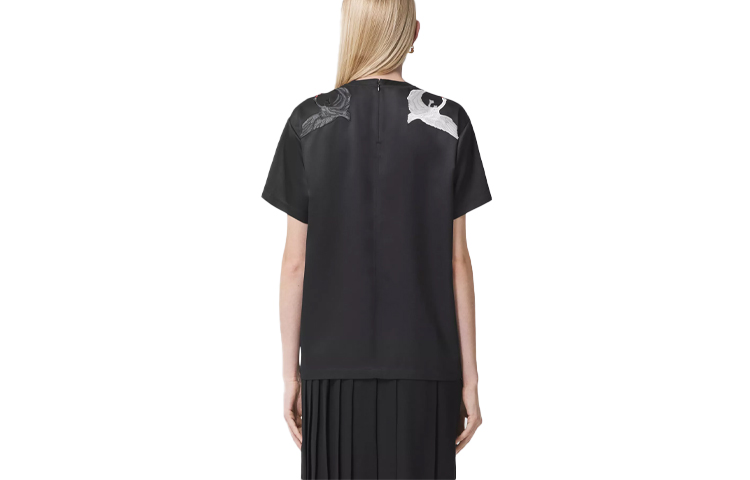 (Women) Burberry FW21 Loose Fit Swan Graphic T-Shirt Women - Black 80495121 圖 3