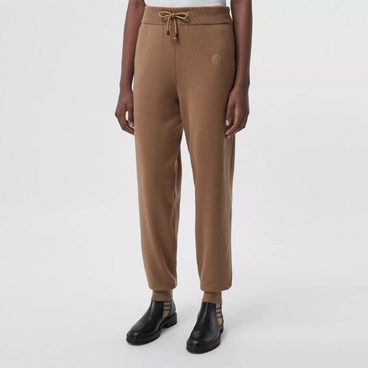 Shop (W) Burberry FW21 女款褐色字母印花抽繩運動長褲。 80433101