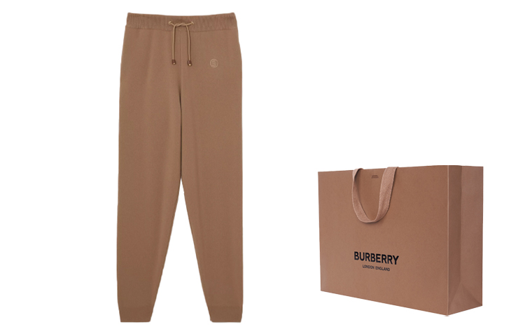 Sizing (W) Burberry FW21 女款褐色字母印花抽繩運動長褲。 80433101