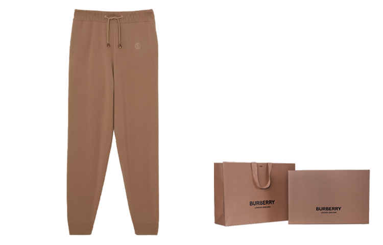 Cheap (W) Burberry FW21 女款褐色字母印花抽繩運動長褲。 80433101