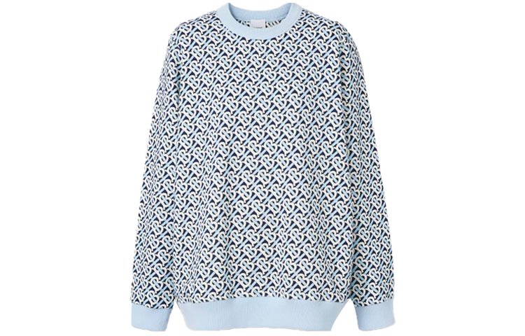 (Women) Burberry FW21 Monogram Print Loose Cotton Sweatshirt Blue 80504861