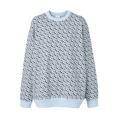 (Women) Burberry FW21 Monogram Print Loose Cotton Sweatshirt Blue 80504861