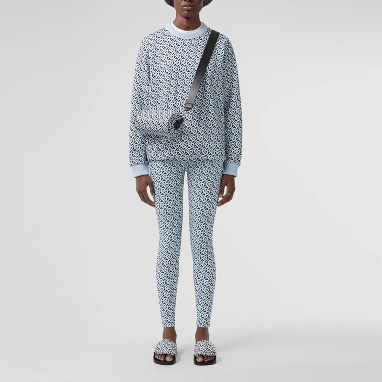 (Women) Burberry FW21 Monogram Print Loose Cotton Sweatshirt Blue 80504861 圖 3