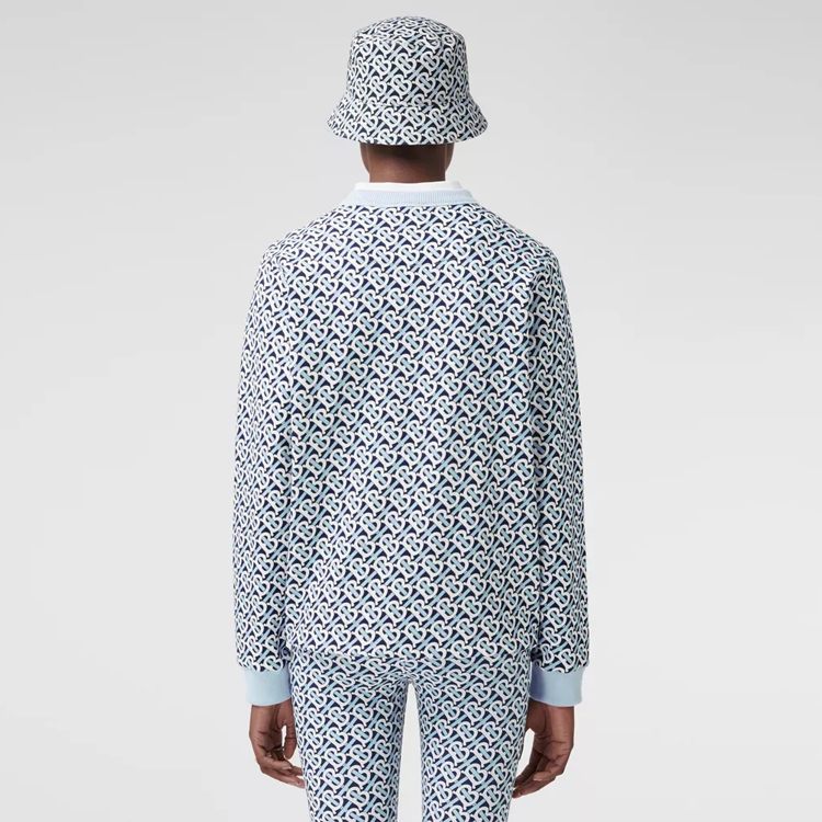 (Women) Burberry FW21 Monogram Print Loose Cotton Sweatshirt Blue 80504861 圖 4