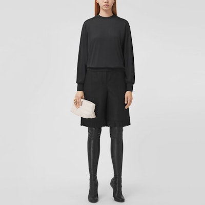 (W) Burberry FW21 Jersey Negro de Manga Larga con Monograma Seda-Algodón. 80462801 Lookbook (W) Burberry FW21 Jersey Negro de Manga Larga con Monograma Seda-Algodón. 80462801