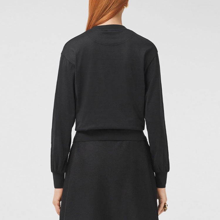 Shop (W) Burberry FW21 Jersey Negro de Manga Larga con Monograma Seda-Algodón. 80462801