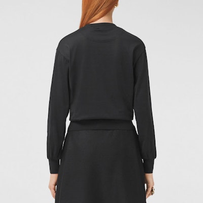 (W) Burberry FW21 Jersey Negro de Manga Larga con Monograma Seda-Algodón. 80462801 Shop (W) Burberry FW21 Jersey Negro de Manga Larga con Monograma Seda-Algodón. 80462801