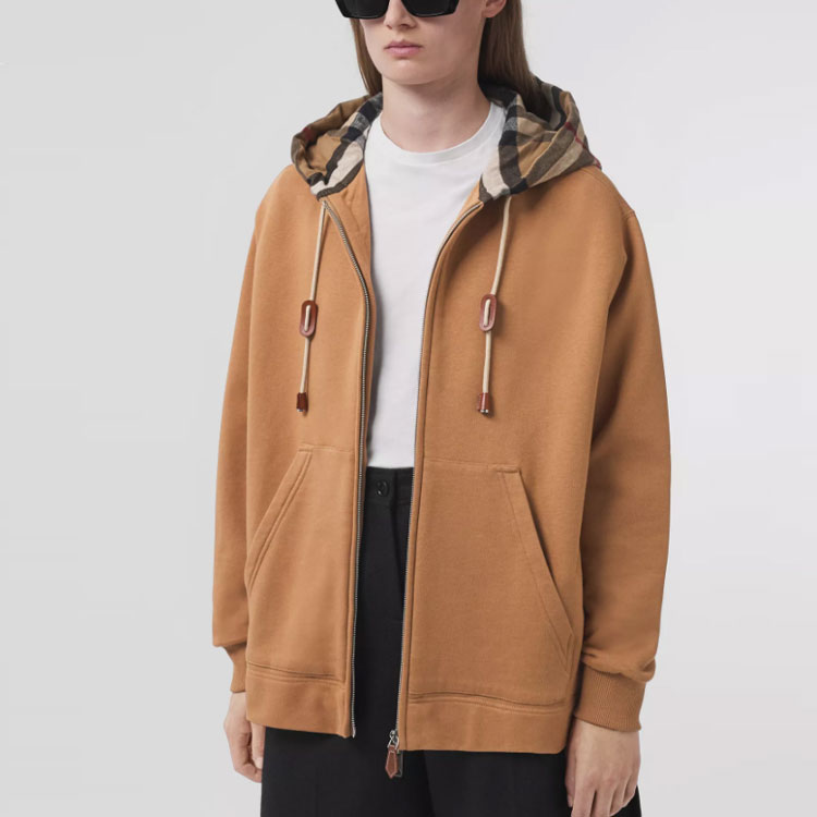 (Women) Burberry FW21 Oversized Cotton Check Hoodie Jacket Brown. 80431801 圖 5