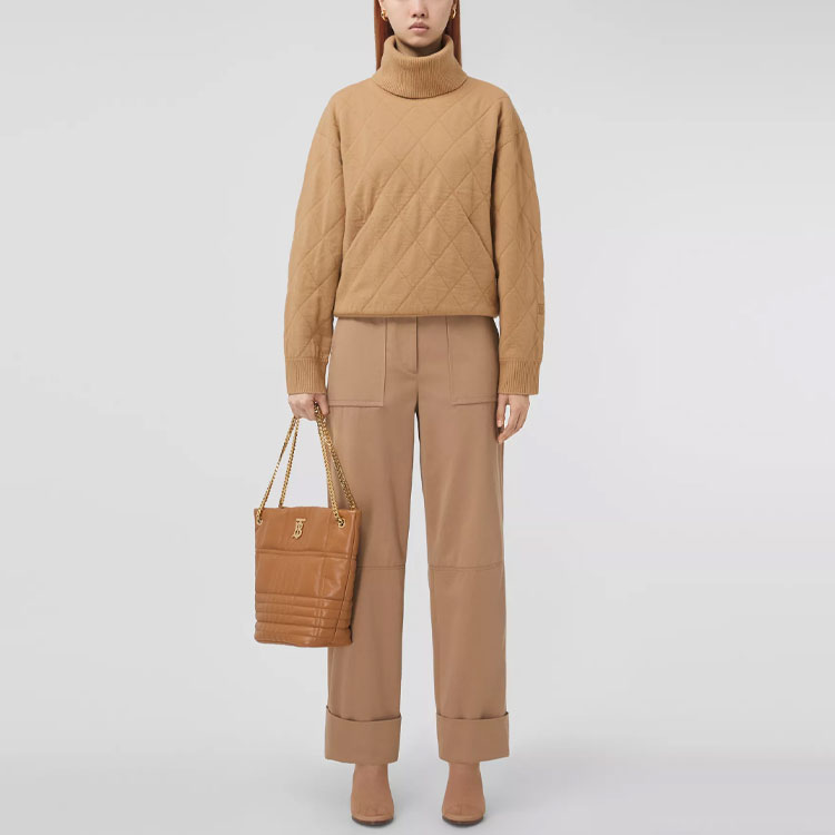 Lookbook (W) バーバリー FW21 キルティング ハイタートルネック ウールセーター レディース キャメル 80447441