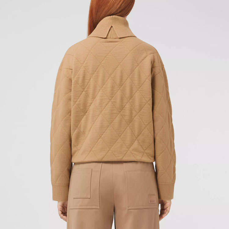 Shop (W) バーバリー FW21 キルティング ハイタートルネック ウールセーター レディース キャメル 80447441