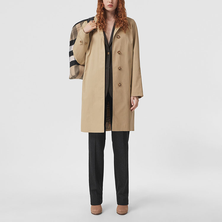 Shop (W) Burberry FW21 Kot Trench Single-Breasted Beige Klasik 80449241