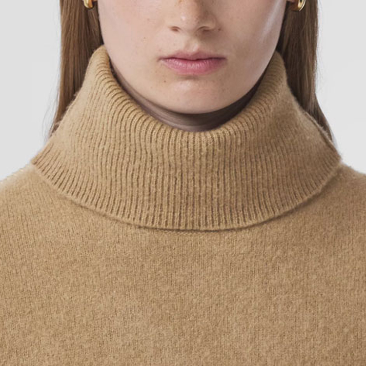 Details for (W) バーバリー FW21 カシミア タートルネック セーター キャメル ストライプ デザイン 80450341