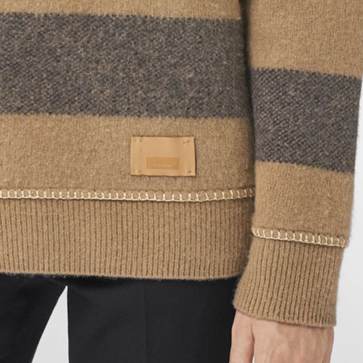 Cheap (W) バーバリー FW21 カシミア タートルネック セーター キャメル ストライプ デザイン 80450341