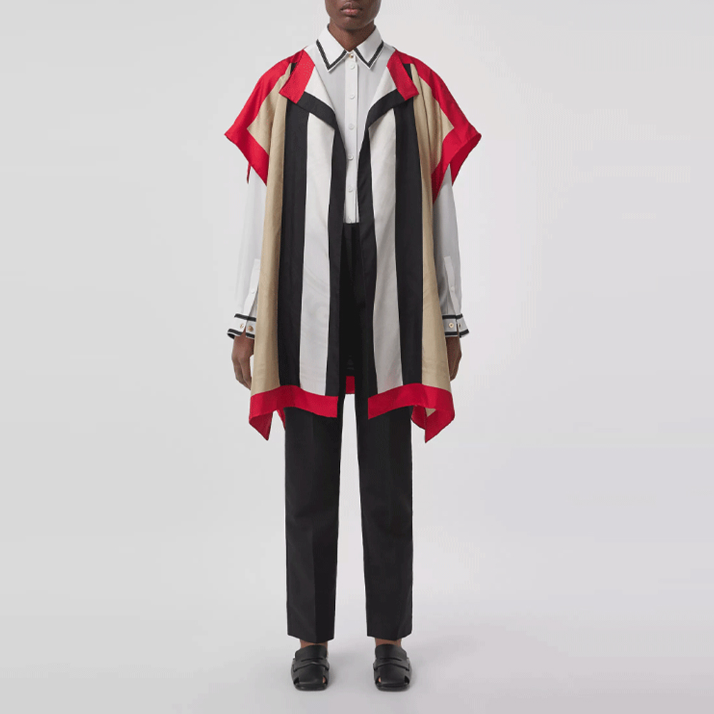 (Women) Burberry FW21 Striped Silk Twill Scarf Beige Shawl. 80422521 圖 3