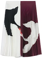 (Women) Burberry FW21 Swan Pattern Pleated Midi Skirt Casual Colorblock Skirt. 80488261 (Women) Burberry FW21 Swan Pattern Pleated Midi Skirt Casual Colorblock Skirt. 80488261