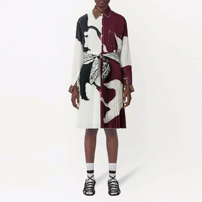 (W) Burberry FW21 Skirt Corak Angsa Lipat Midi Kasual Warna Blok. 80488261 Lookbook (W) Burberry FW21 Skirt Corak Angsa Lipat Midi Kasual Warna Blok. 80488261