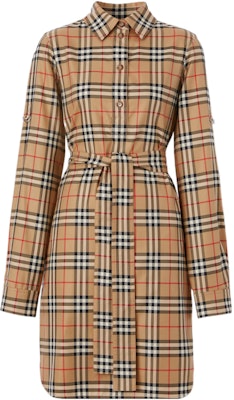 (W) Vestido Burberry FW22 Beige de Manga Larga con Cuello de Cuadros. 80634981 Buy (W) Vestido Burberry FW22 Beige de Manga Larga con Cuello de Cuadros. 80634981