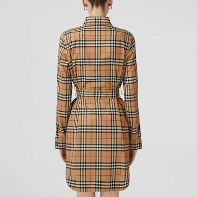 (W) Vestido Burberry FW22 Beige de Manga Larga con Cuello de Cuadros. 80634981 Shop (W) Vestido Burberry FW22 Beige de Manga Larga con Cuello de Cuadros. 80634981