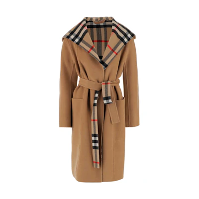 (Women) Burberry FW22 Belted Trench Coat with Check Lining in Khaki. 80610041