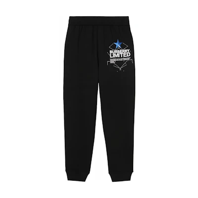 (Women) Burberry FW22 Black Constellation Letter Jogger Pants. 80586511