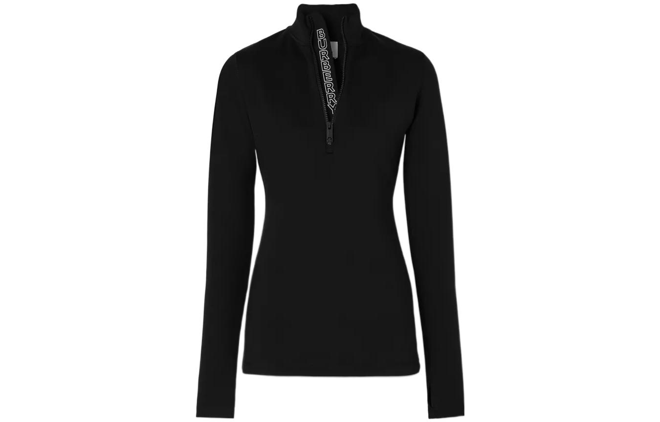 (Women) Burberry FW22  Black High-Neck Knit Sweater with Logo Embroidery 80586871