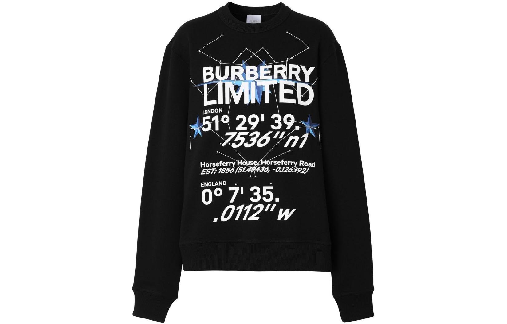 Order (W) バーバリー FW22 ブラック レター ロゴ プリント クルーネック 長袖Tシャツ 80565841