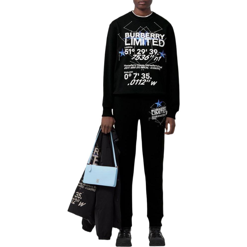 Lookbook (W) バーバリー FW22 ブラック レター ロゴ プリント クルーネック 長袖Tシャツ 80565841