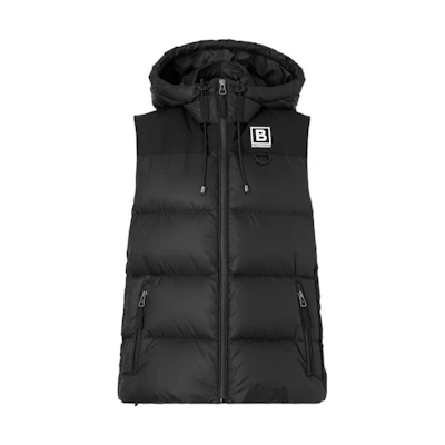 (Women) Burberry FW22 Black Letter Print Hooded Down Vest. 80614071