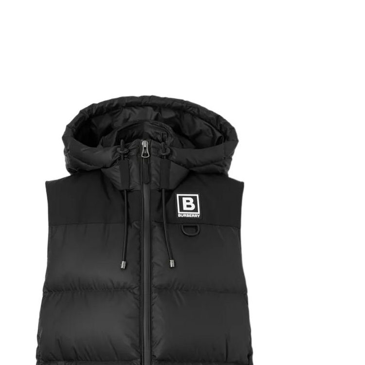 Lookbook (W) バーバリー FW22 ブラック レタープリント フード付き ダウンベスト 80614071