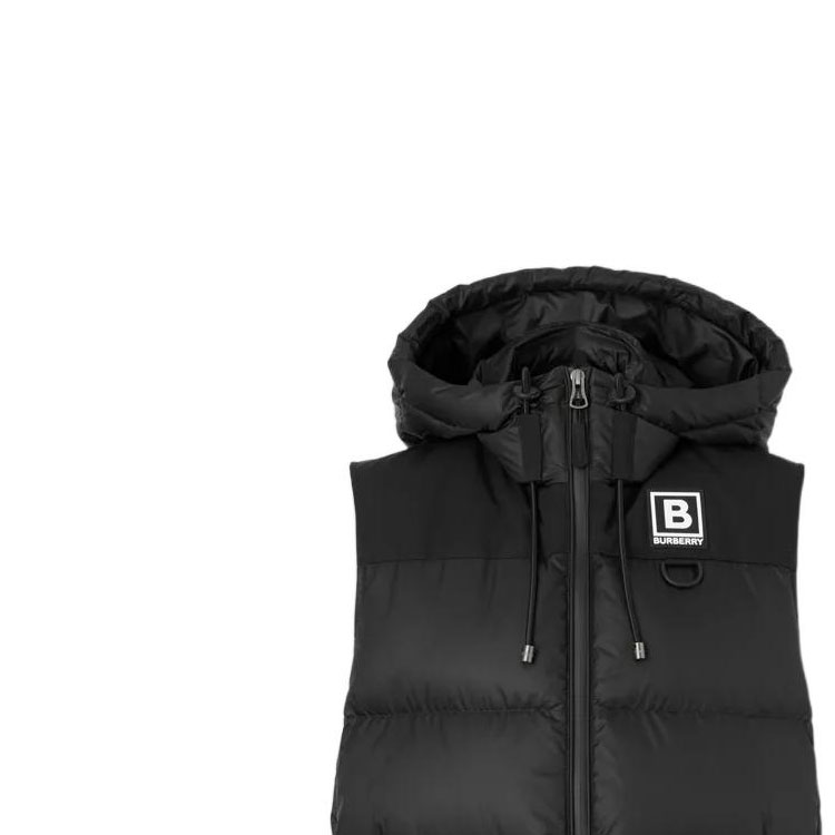 Purchase (W) バーバリー FW22 ブラック レタープリント フード付き ダウンベスト 80614071