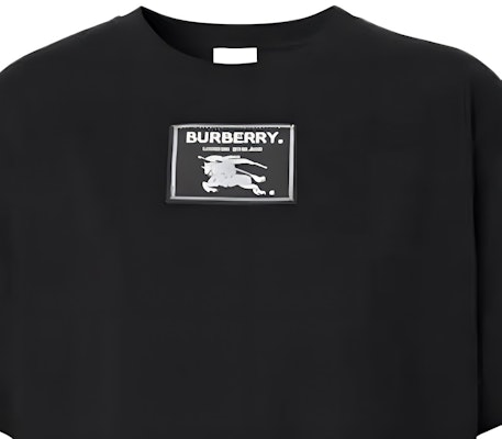 (W) 博柏利FW22 黑色徽标补丁短袖连衣裙。 80650201 Sizing (W) 博柏利FW22 黑色徽标补丁短袖连衣裙。 80650201