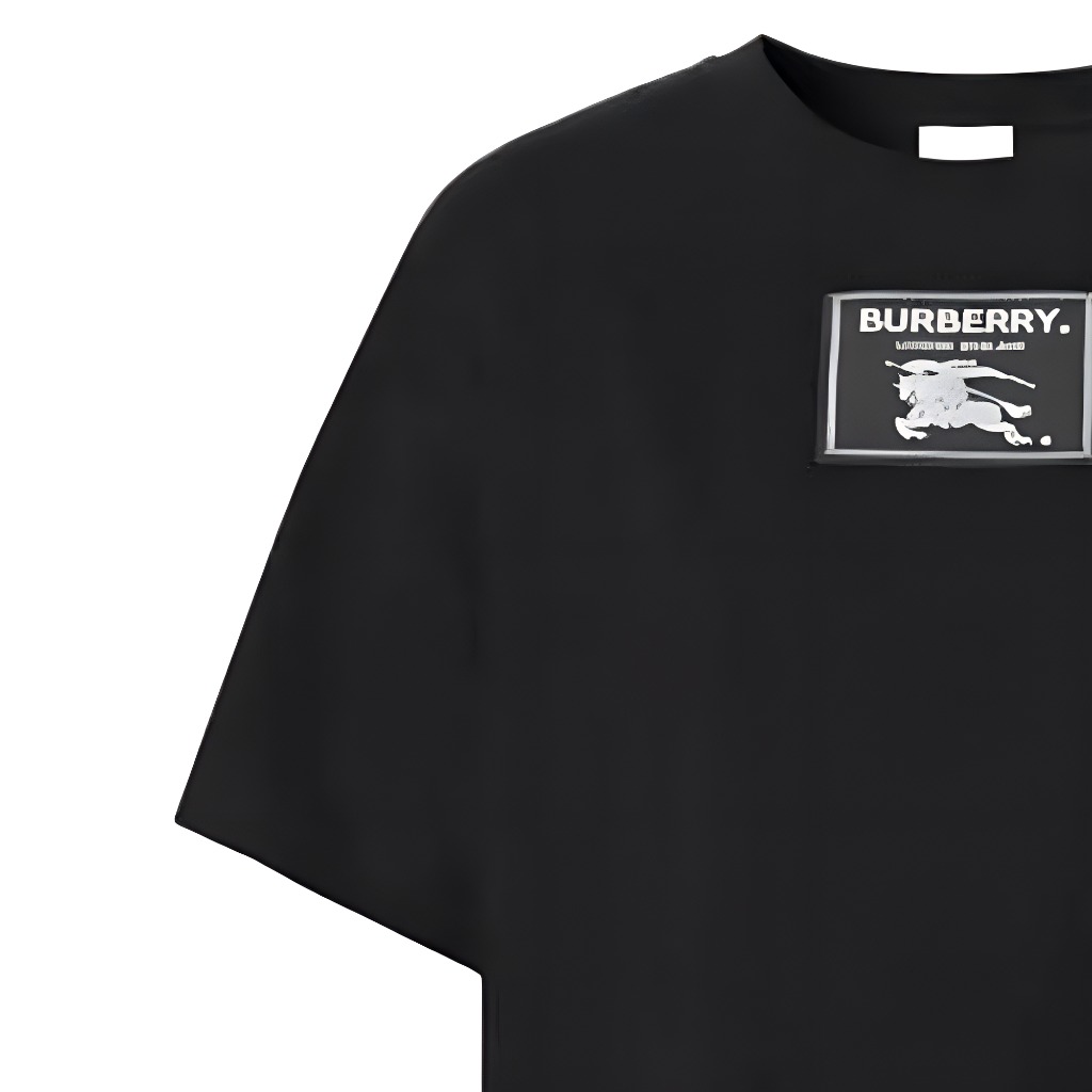 Cheap (W) 博柏利FW22 黑色徽标补丁短袖连衣裙。 80650201