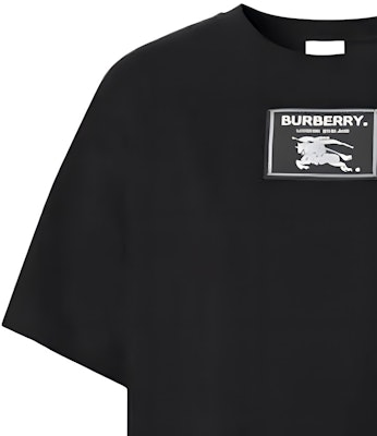 (W) 博柏利FW22 黑色徽标补丁短袖连衣裙。 80650201 Cheap (W) 博柏利FW22 黑色徽标补丁短袖连衣裙。 80650201