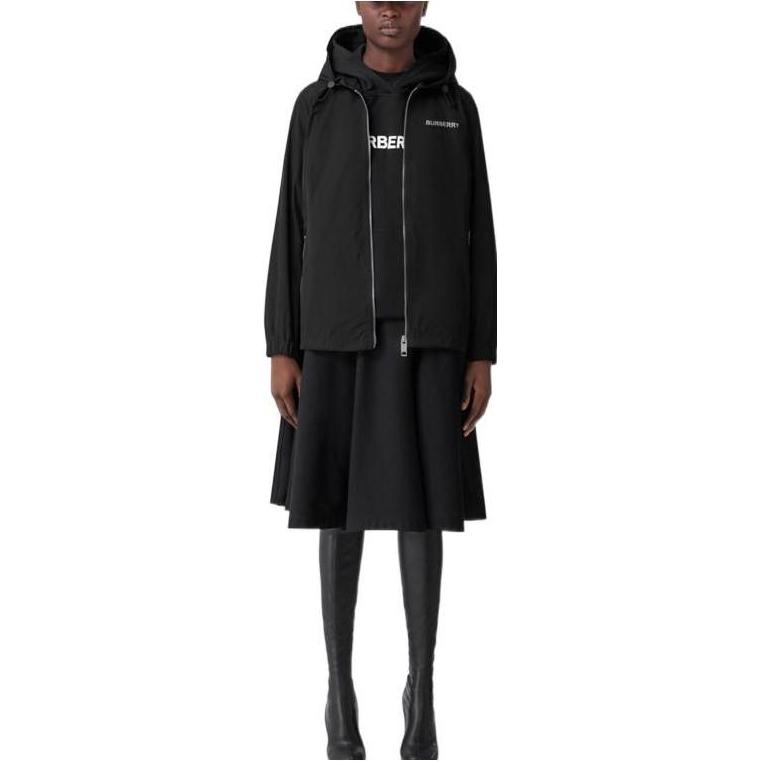 Shop (W) バーバリー FW22 ブラック モノグラム プリント フーディ ジャケット 80565771