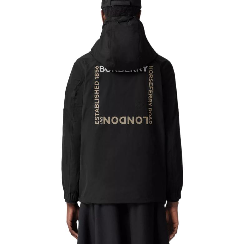 Details for (W) バーバリー FW22 ブラック モノグラム プリント フーディ ジャケット 80565771