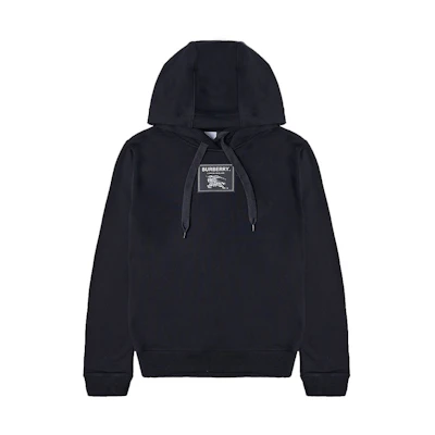 (Women) Burberry FW22 Black Oversized Hoodie with Solid Logo Patch. 80634751