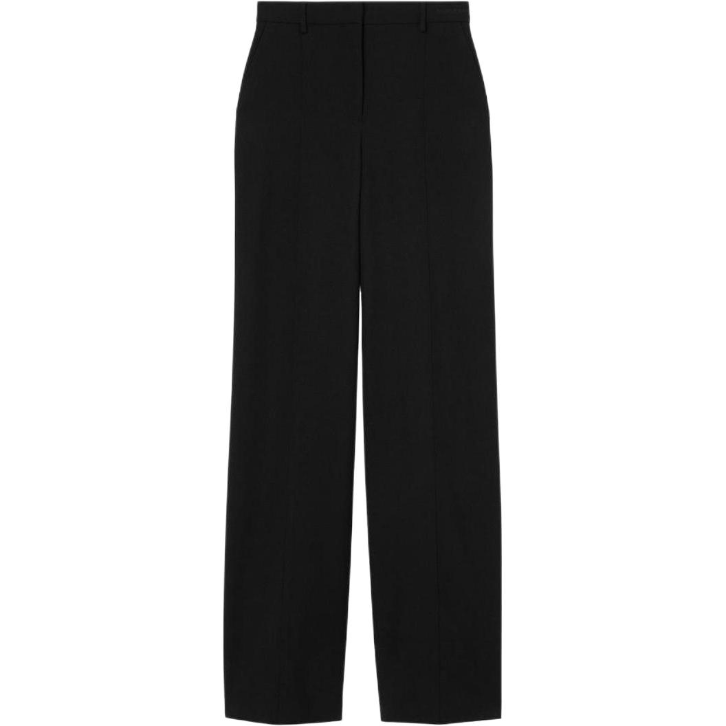 (Women) Burberry FW22  Black Pleated Flared Long Casual Pants. 80614091